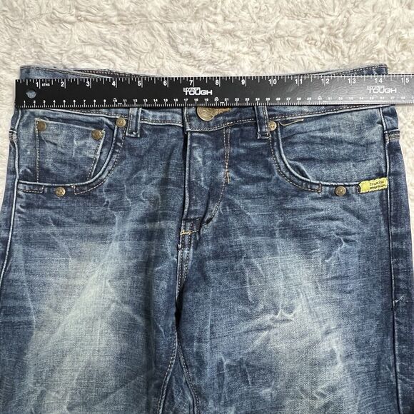 FRANKIE MORELLO Extra Premium Denim Mens Jeans Acid Wash 32x34 Cotton Very Stiff - Picture 11 of 13